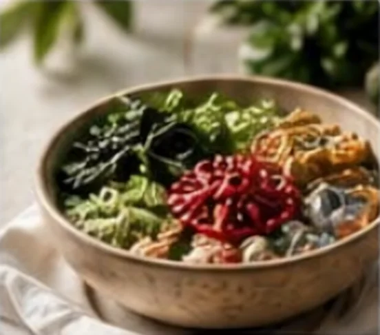 A bowl of colourful vegetables, herbs and seeds